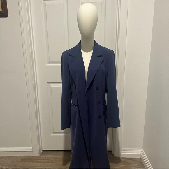 Kasper Women's Classic Blue Trench Coat - Picture 4 of 5